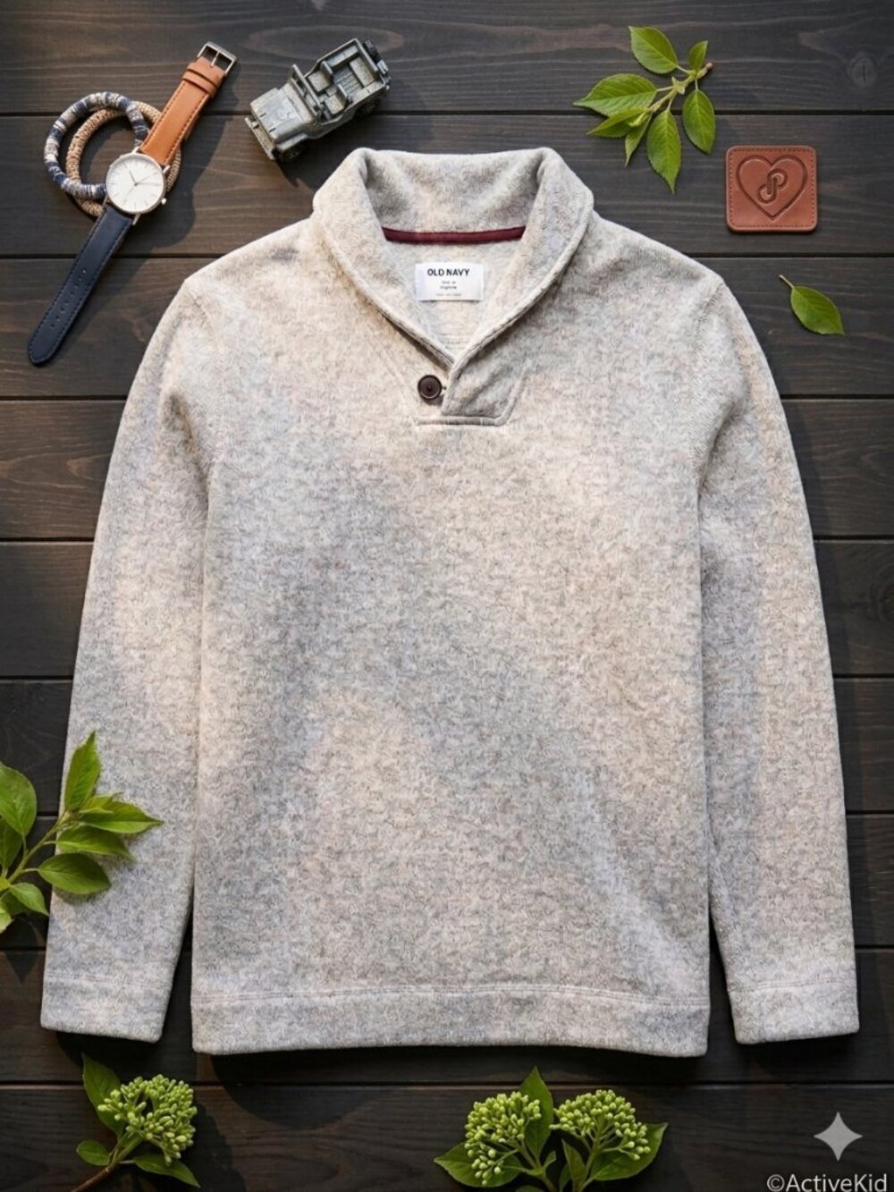 Old Navy Gray Heather Shawl Collar Pullover Boys Size 14-16